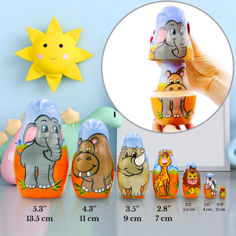 בבושקה מטריושקה מקורית בעלי חיים 7 חלקים7182