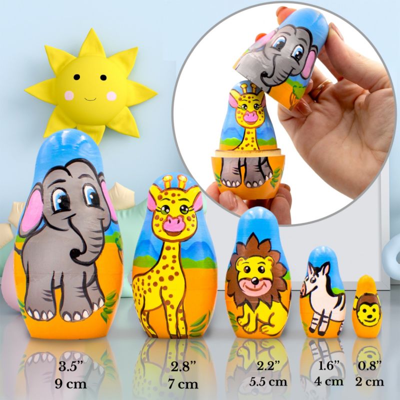 בבושקה מטריושקה חיות פרא 5 חלקים 5182