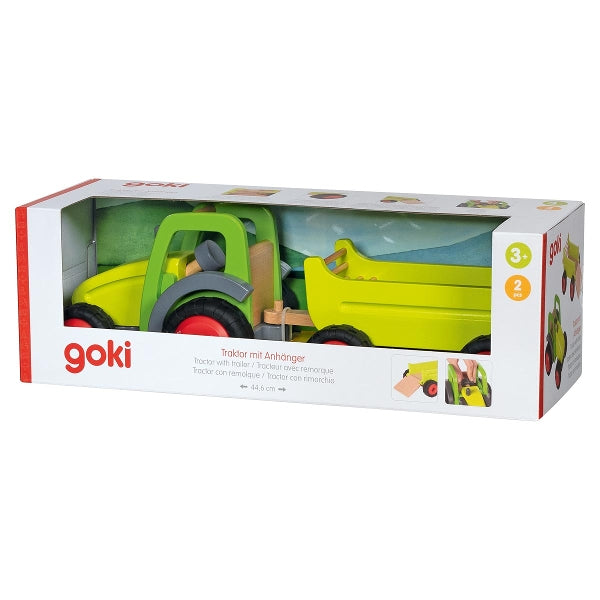 טרקטור עץ עם נגרר GOKI