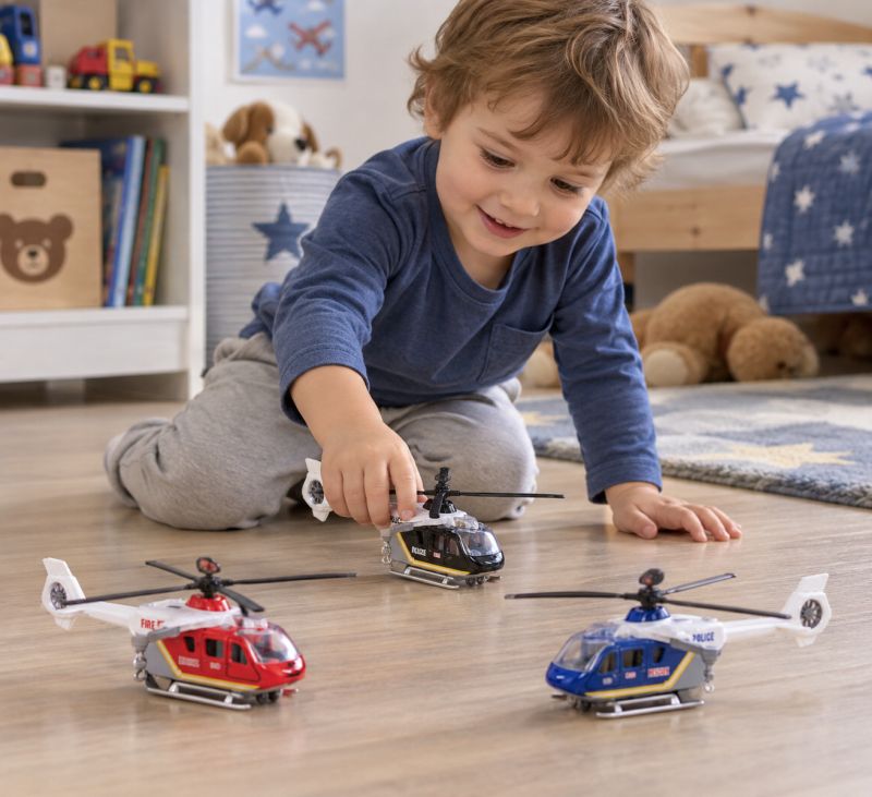 שלושה מסוקים מתכתיים עם אור וקול Goki 12335