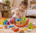 קופסת קוביות בנייה צבעוניות משעם ועץ אשור GOKI