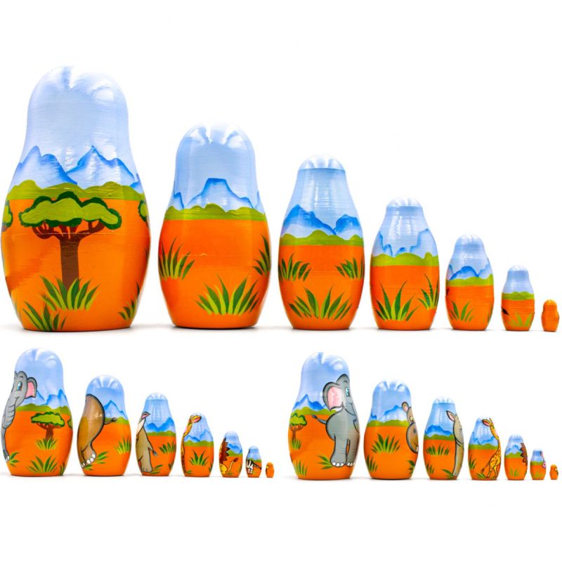 בבושקה מטריושקה מקורית בעלי חיים 7 חלקים7182
